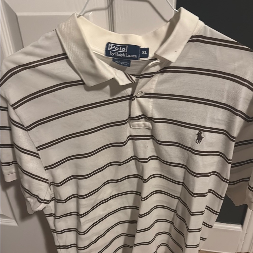Polo by Ralph Lauren White and Brown Classic Polo Shirt